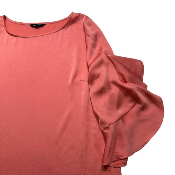 MISOOK Peach‎ Orange Crew Neck Detail 3/4 Sleeve Top Size Small (256) - Picture 6 of 8
